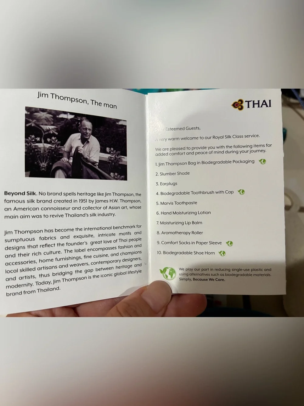 Thai Airways × Jim Thompson Royal Silk Class Amenity Kit